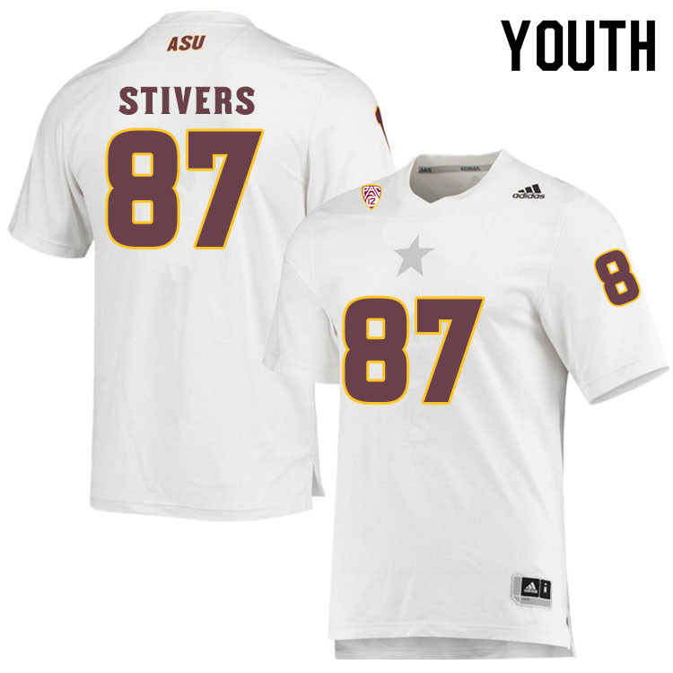 Youth #87 John StiversArizona State Sun Devils College Football Jerseys Sale-White - Click Image to Close